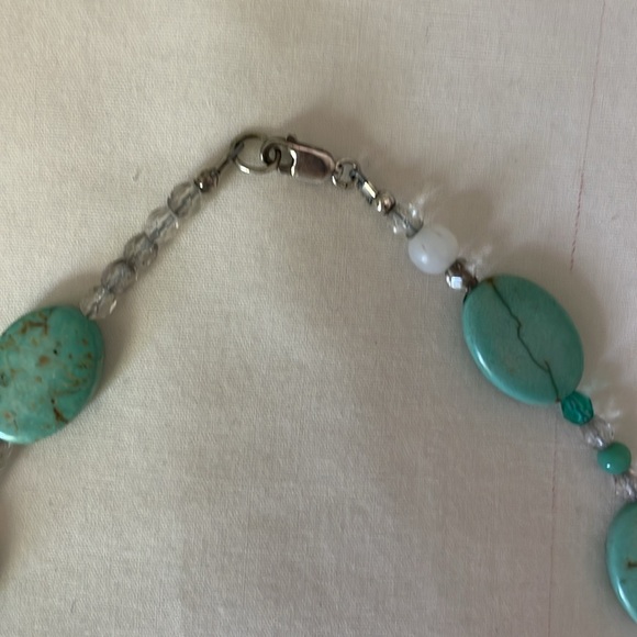 Turquoise and glass bead handmade artisan necklace - Picture 3 of 4